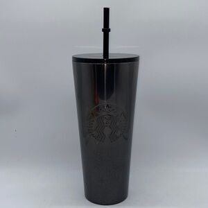 Starbucks Tumbler Stainless Steel Black Shimmer 24 oz Cup with Lid and Straw